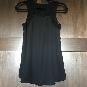 NWT Black Tank with Crochet Detailing